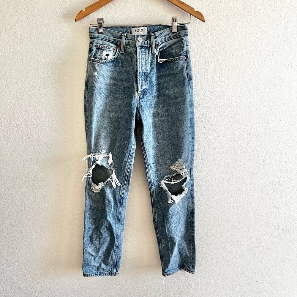 AGOLDE 90s High Rise Distressed Jeans Sz 24 - Picture 3 of 7